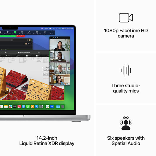 Apple 2023 MacBook Pro – bärbar dator med M3-chip med 8 kärnig processor och 10 kärnig grafik, 14,2-tums Liquid Retina XDR-skärm, 8 GB enhetligt minne, 1 TB SSD-lagring; silver