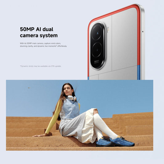 Xiaomi POCO M7, Smartphone 6+128 GB, 6,9 tums FHD+ 144 Hz skärm, Snapdragon 685, 50 MP AI dubbelkamera, 7000 mAh, silver, laddare ingår inte