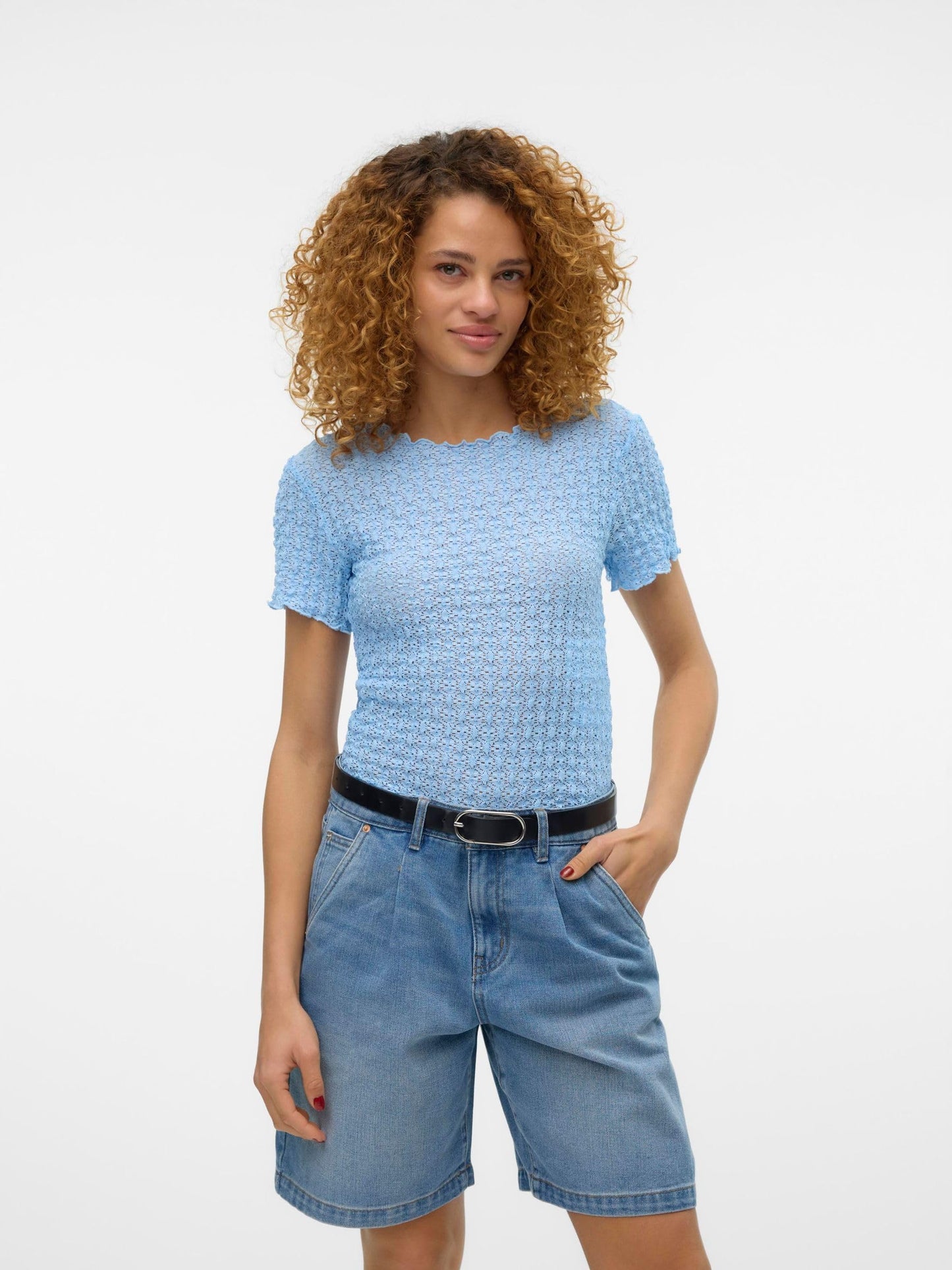 VERO MODA dam Vmshelby Ss O-neck kort topp Vma Noos Topp