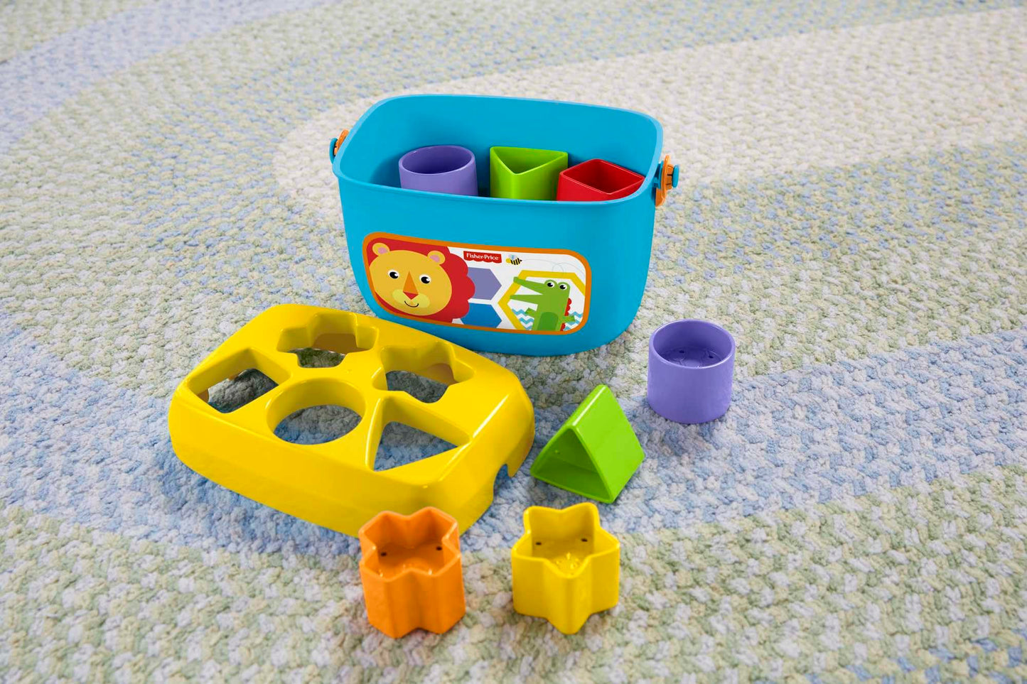 Fisher-Price Baby's First Building Blocks, babyleksak från 6 månader, 9 månader, plug-in-spel från 1 år, motorikleksak från 6 månader, sorteringsspel för baby med sorteringslåda, FFC84
