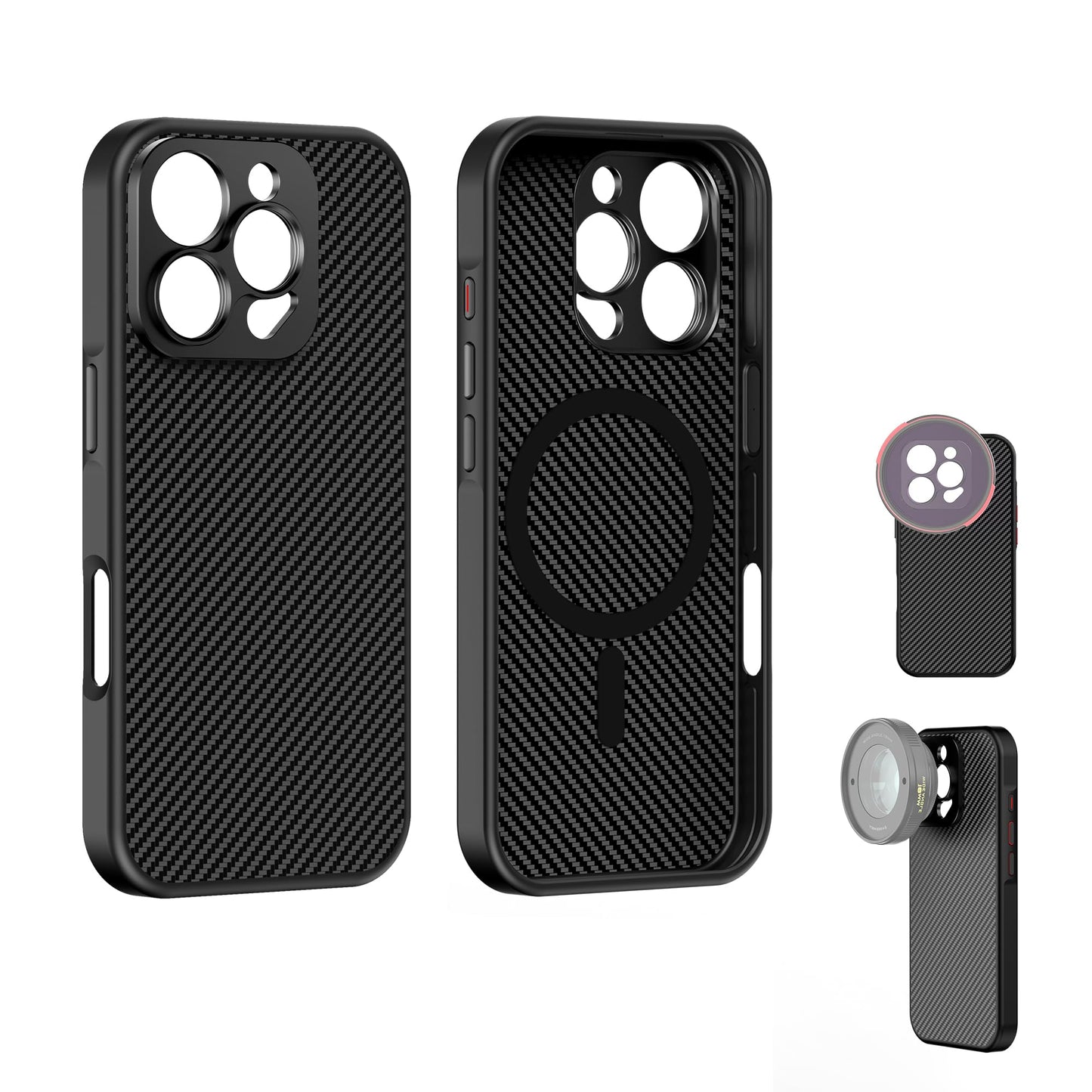 FREEWELL Telefonfodral 17 mm, Svart, 16 Pro, 16 Pro