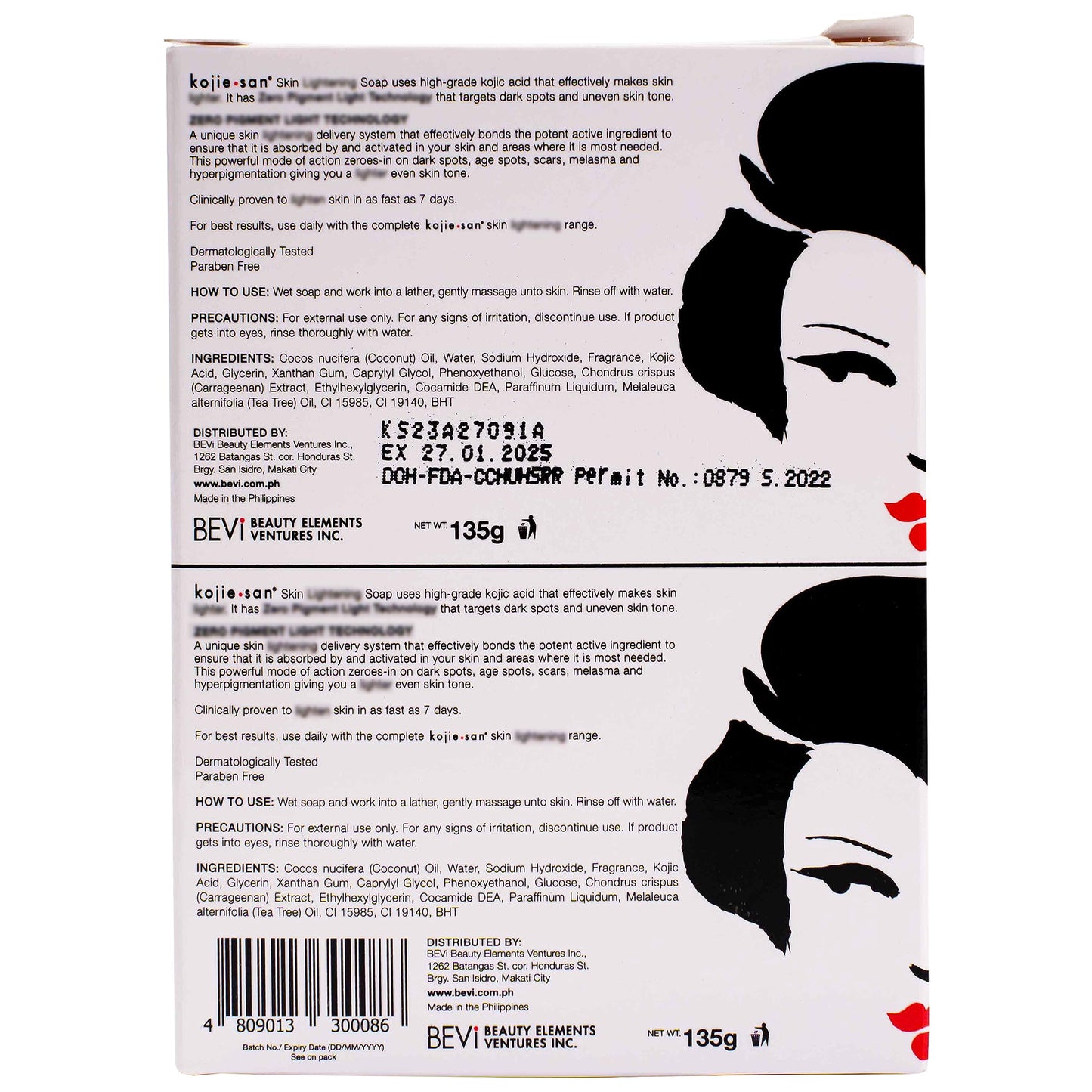 Hudblekande tvål med kojicsyra från Kojie San, Skin Lightening, (2 tvålbitar, 135 g)