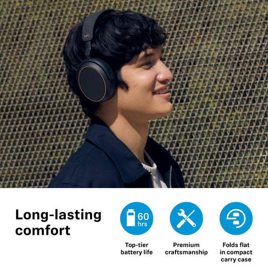 Sennheiser MOMENTUM 4 Wireless hörlurar - Bluetooth-headset för kristallklara samtal med adaptiv brusreducering, 60 timmars batteritid, anpassningsbart ljud och lättviktsdesign, svart koppar, Over Ear
