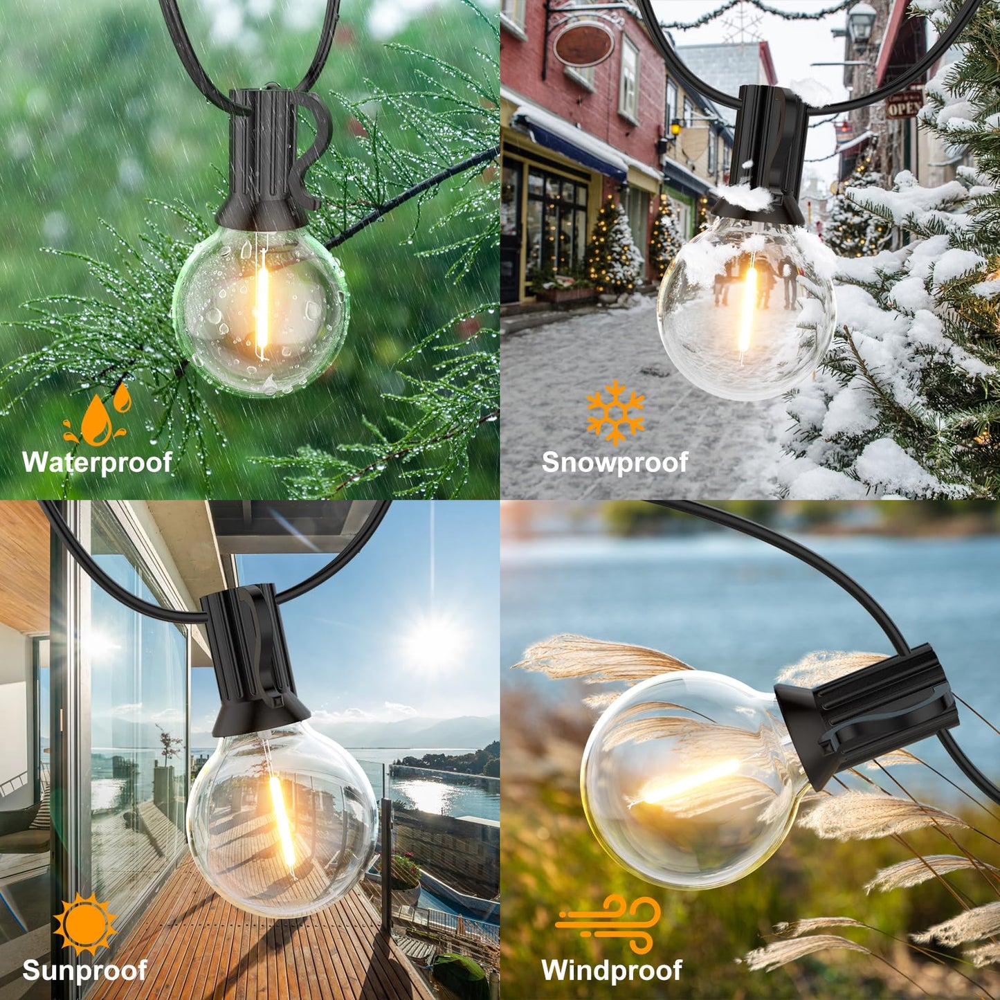 Utomhus ljusslinga LED, 7 M ljusslinga utomhus G40-strängljus Utomhusutbyggbar med 12 + 1 G40 -glödlampor IP45 Vattentät inomhus/utomhus led för trädgård, uteplats, garage, bröllop, fester