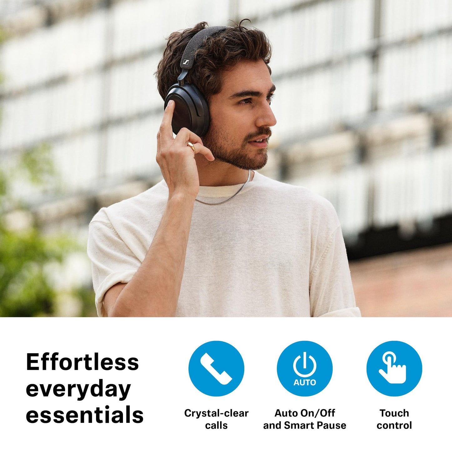 Sennheiser MOMENTUM 4 Wireless hörlurar - Bluetooth-headset för kristallklara samtal med adaptiv brusreducering, 60 timmars batteritid, anpassningsbart ljud och lättviktsdesign, svart koppar, Over Ear