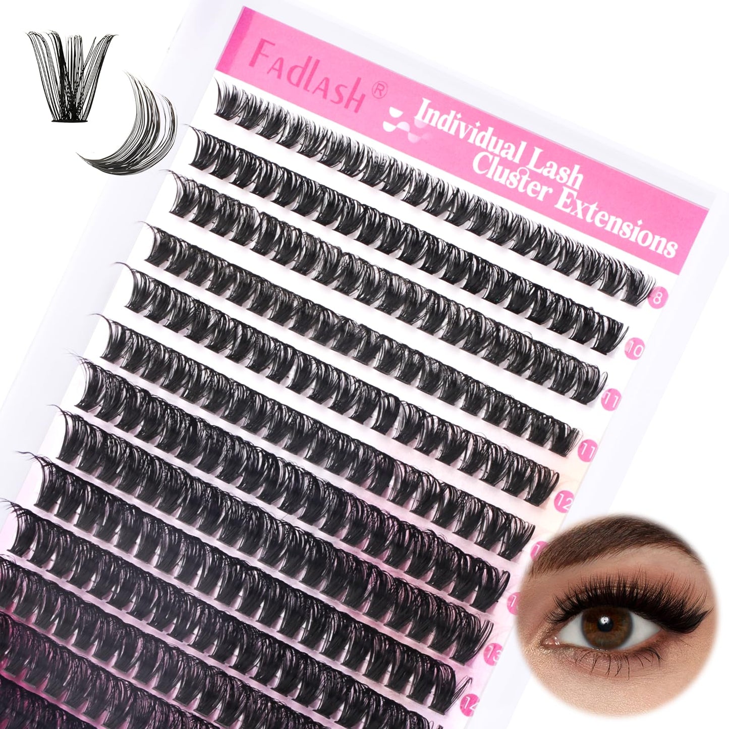 Fadlash Wispy Cluster Lashes DIY individuella fransar 0.07 D Curl 8-16mm 60D fransförlängning återanvändbar mjuk fluffig ögonfransförlängning