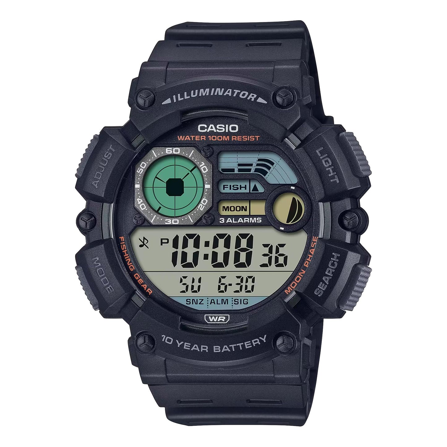 Casio Unisex digital klocka med svart urtavla WS-1500H-1AVDF, svart, armband, svart, rem