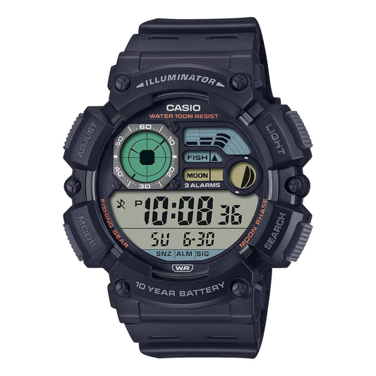 Casio Unisex digital klocka med svart urtavla WS-1500H-1AVDF, svart, armband, svart, rem