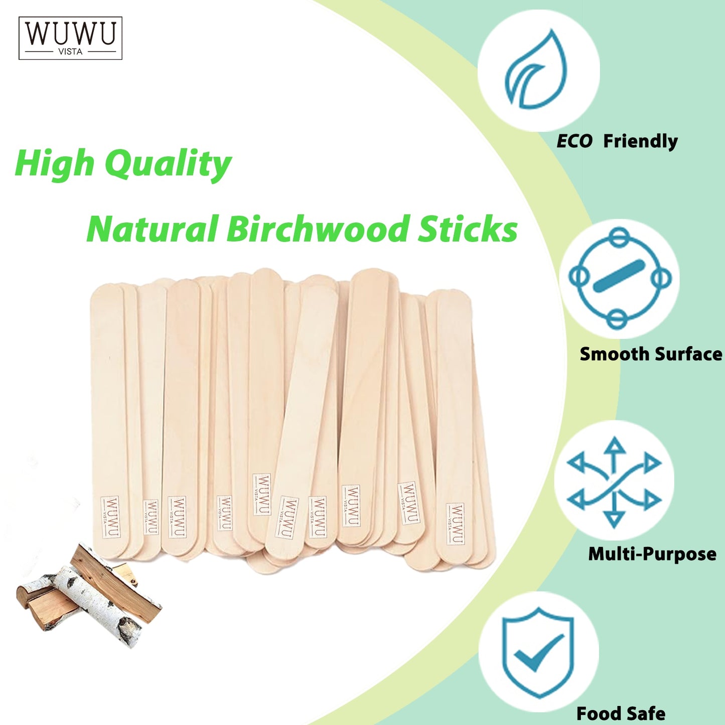 WUWUVISTA 60Pcs Disposable Wooden Hair Removal Stick Wooden Tongue Depressors Tattoo Waxing Spatula Stick For Beauty Tools
