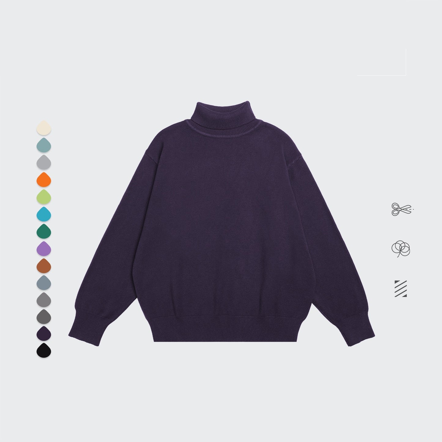 Core Spun Loose High Neck Sweater Solid Color Knitwear