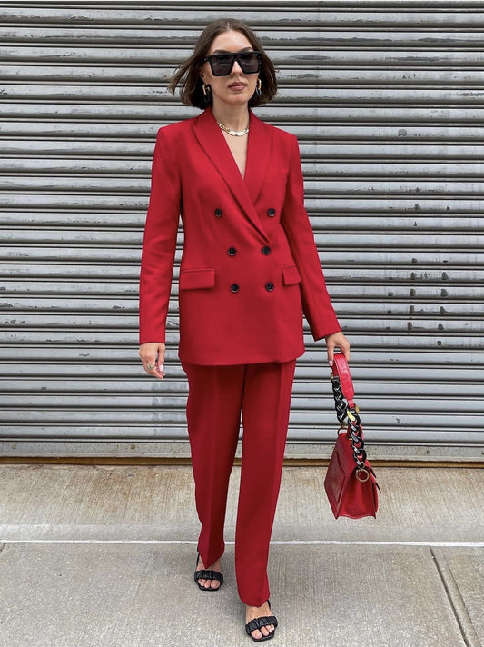 Red Suit Two-piece Suit Jacket New Year's