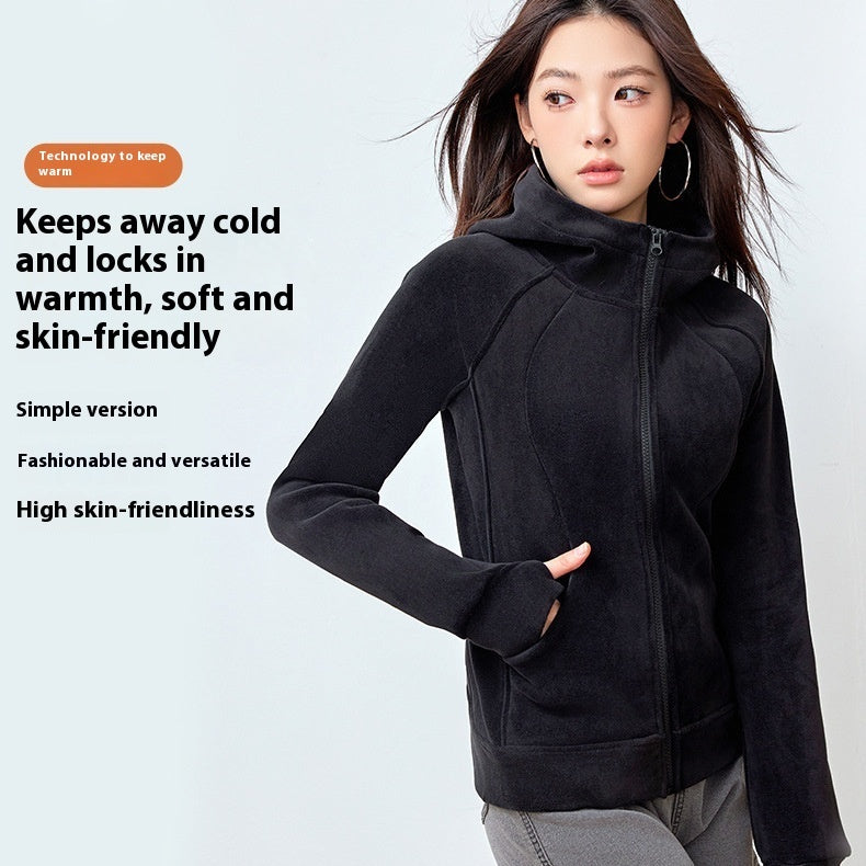 Hooded Sweater Double-sided With Velvet Cardigan Zipper Coat
