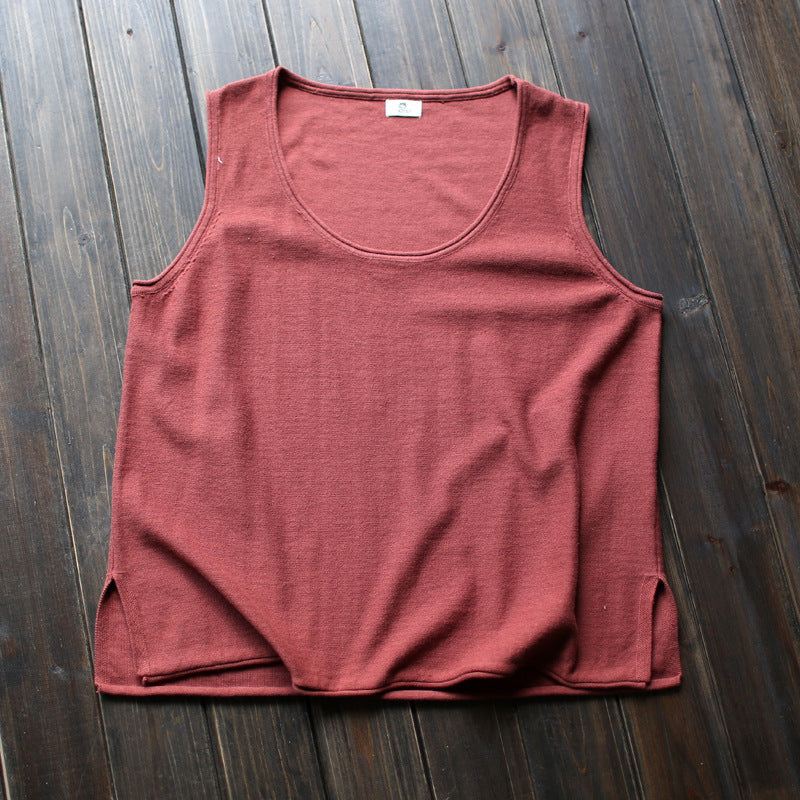 Round Neck Women's Loose Artistic Curling Distressed Vest