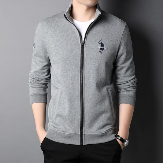 Men's Cotton Casual Embroidered Zip Jacket