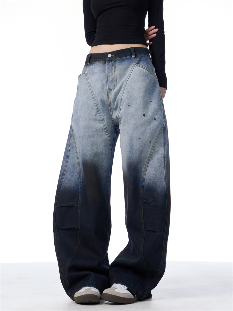 Gradient Tie-dye Machete Jeans Brede Benbukser til Kvinder