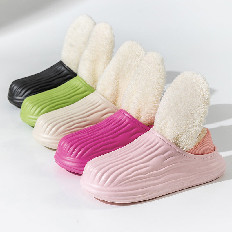 Fashion Thickened Winter Slippers Women's Indoor Outdoor Shoes Home Warm Plush Confinement Shoes