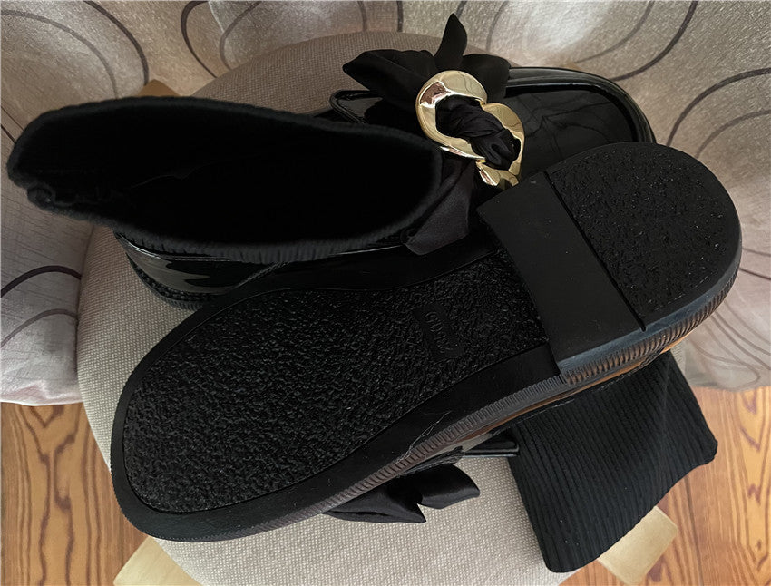 Women's Knitted Fleece Bow Platform Boots