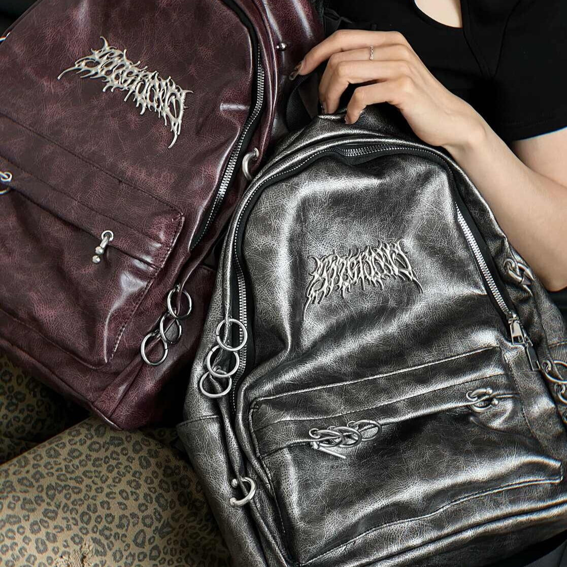 Dark Punk Puncture Rivet Fashionable Retro Large Capacity Backpack For Students