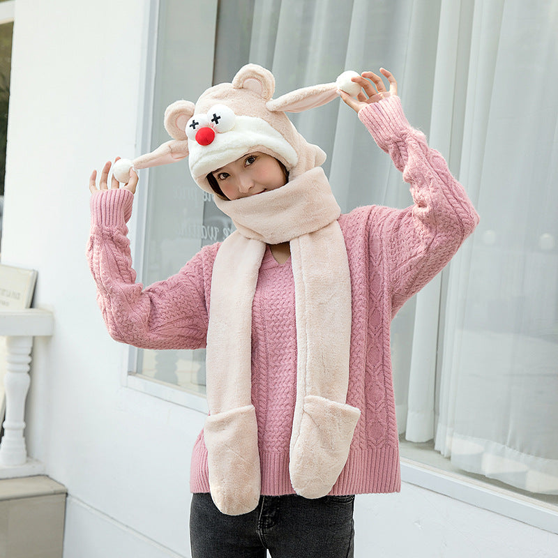 Winter Hat And Scarf Integrated Plush Insulation