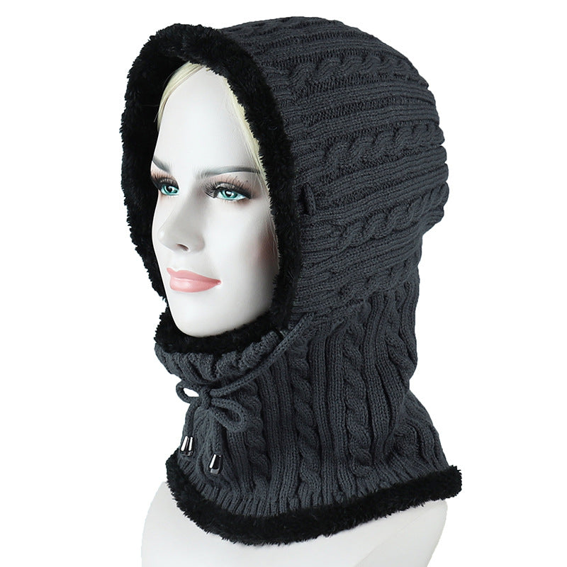 Women's Plus Velvet Knitted One-piece Woolen Hat