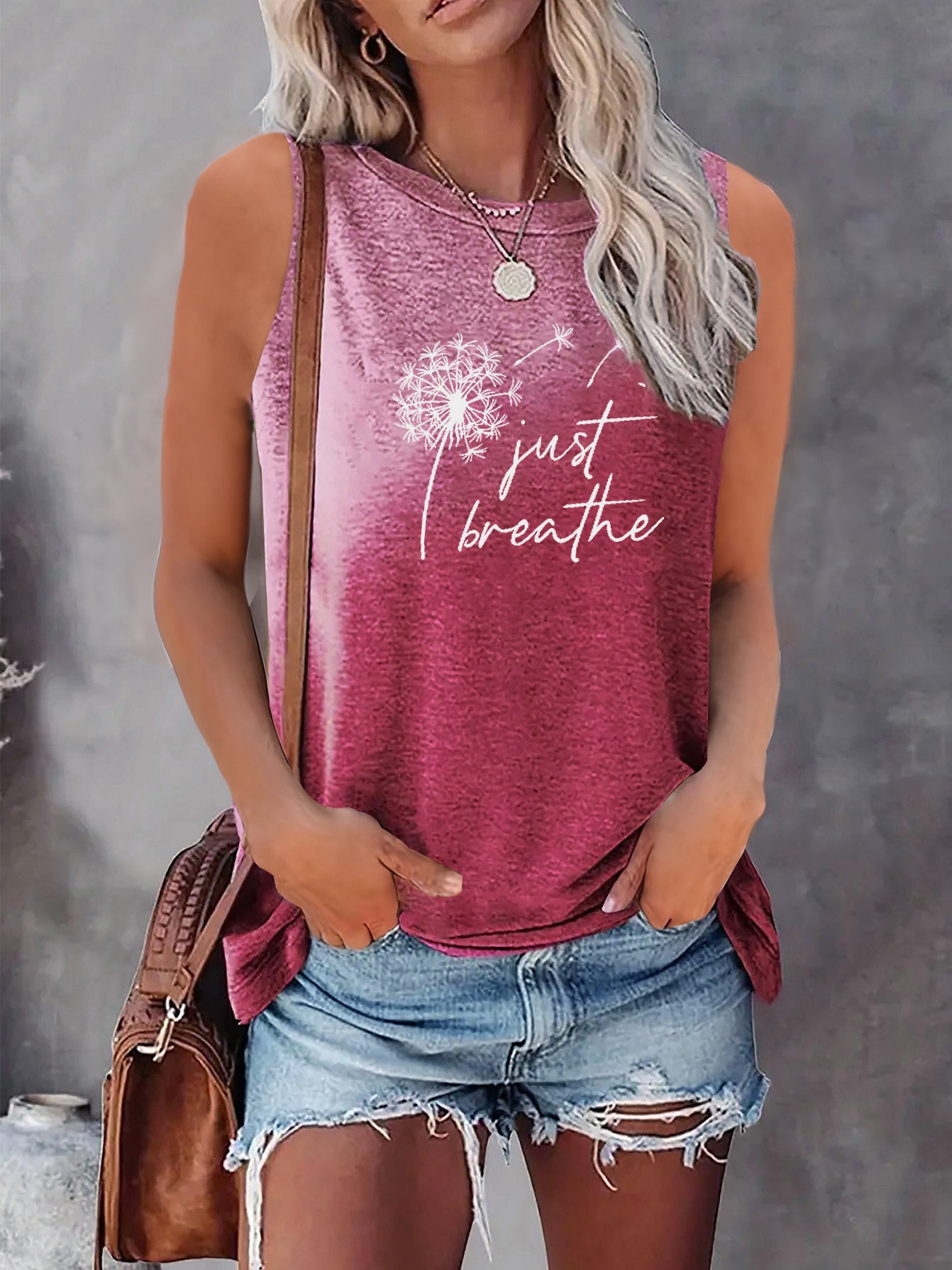 Simple Pu Gong Printed Sleeveless T-shirt