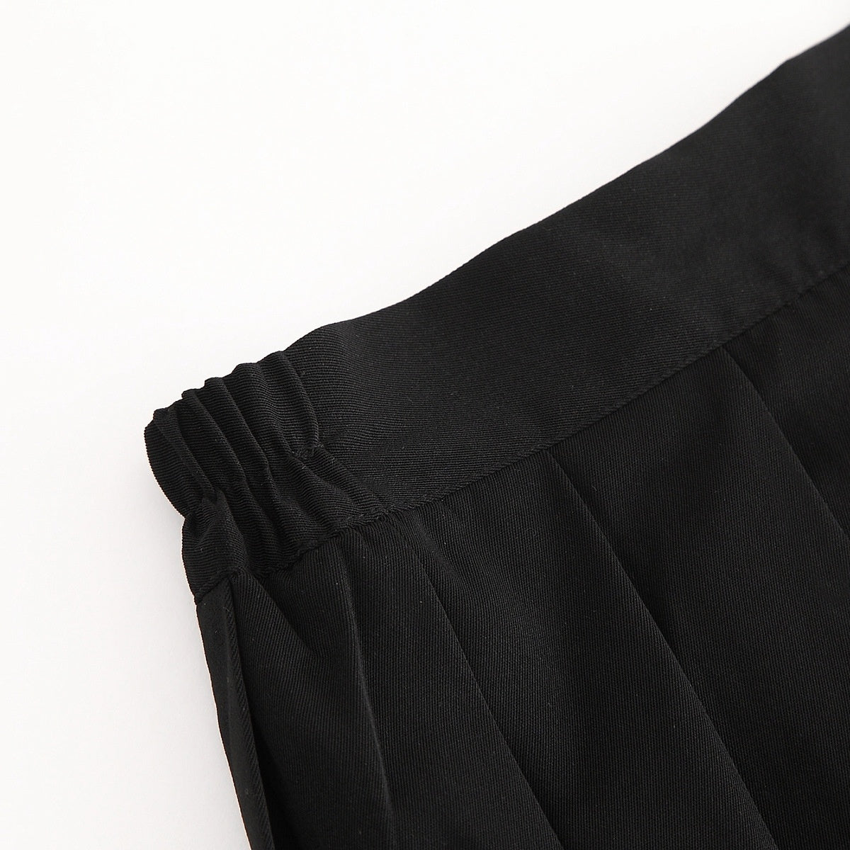 Line Plus Size Elastic Waist Black Mid-length Pleated Skirt