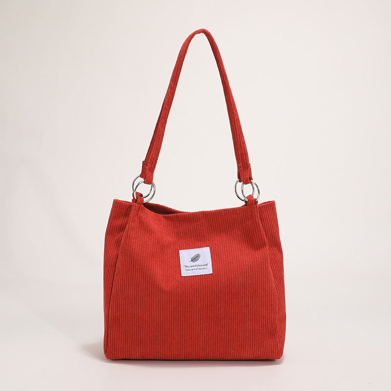 Corduroy Lazy Style Large Capacity Tote Bag