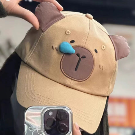 Cute Three-dimensional Snot Puppy Baseball Cap Student Outdoor Photography Sun-poof Peaked Face-showing Hat