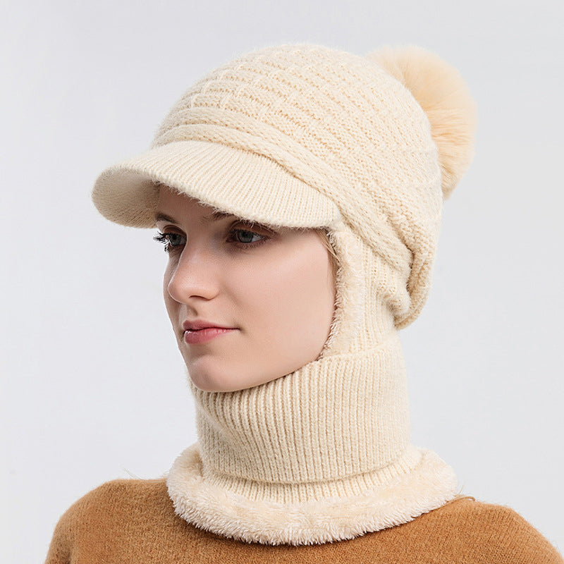 Women's Plush Thickened Warm Knitted Hat Ear Shield