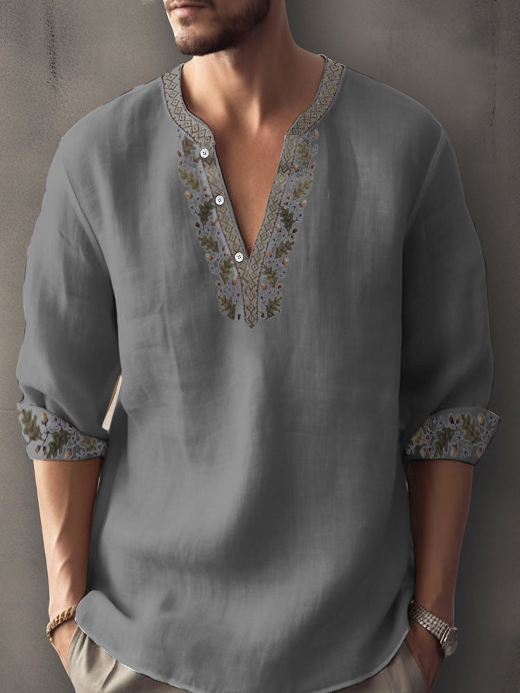 Digital Printing Bamboo Linen Long Sleeve European And American
