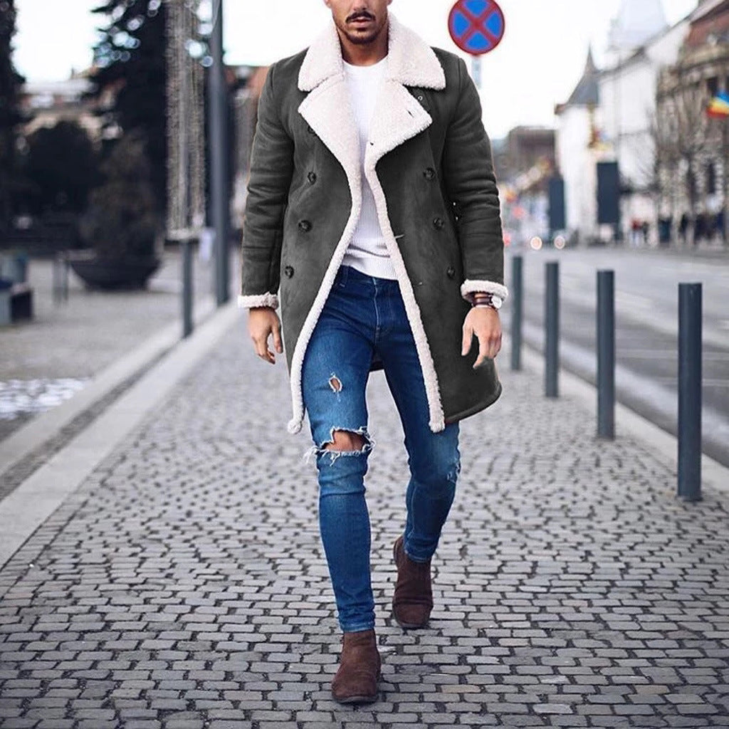 Winter Hot Style Faux Deerskin Polar Fleece Long Warm Coat