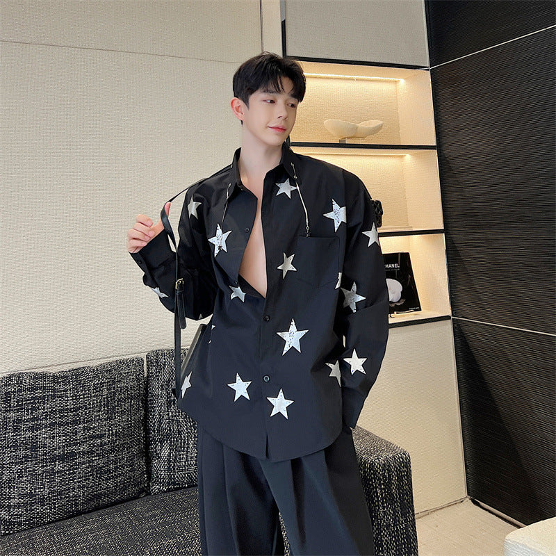 Fashion Personality Starry Print Design Top For Men
