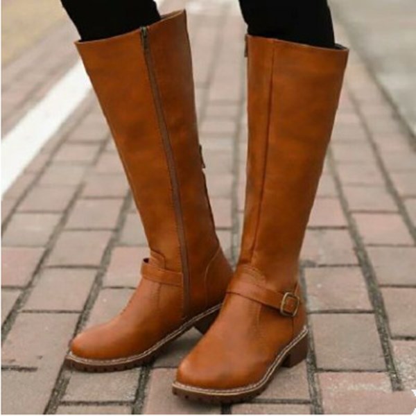 Over-the-knee Boots Side Zipper Thick Heel Large Size