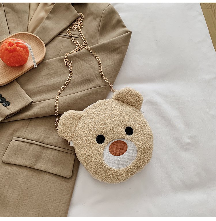 Cartoon plush bear messenger bag