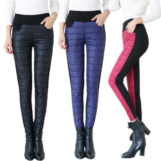 Plush thick down cotton trousers