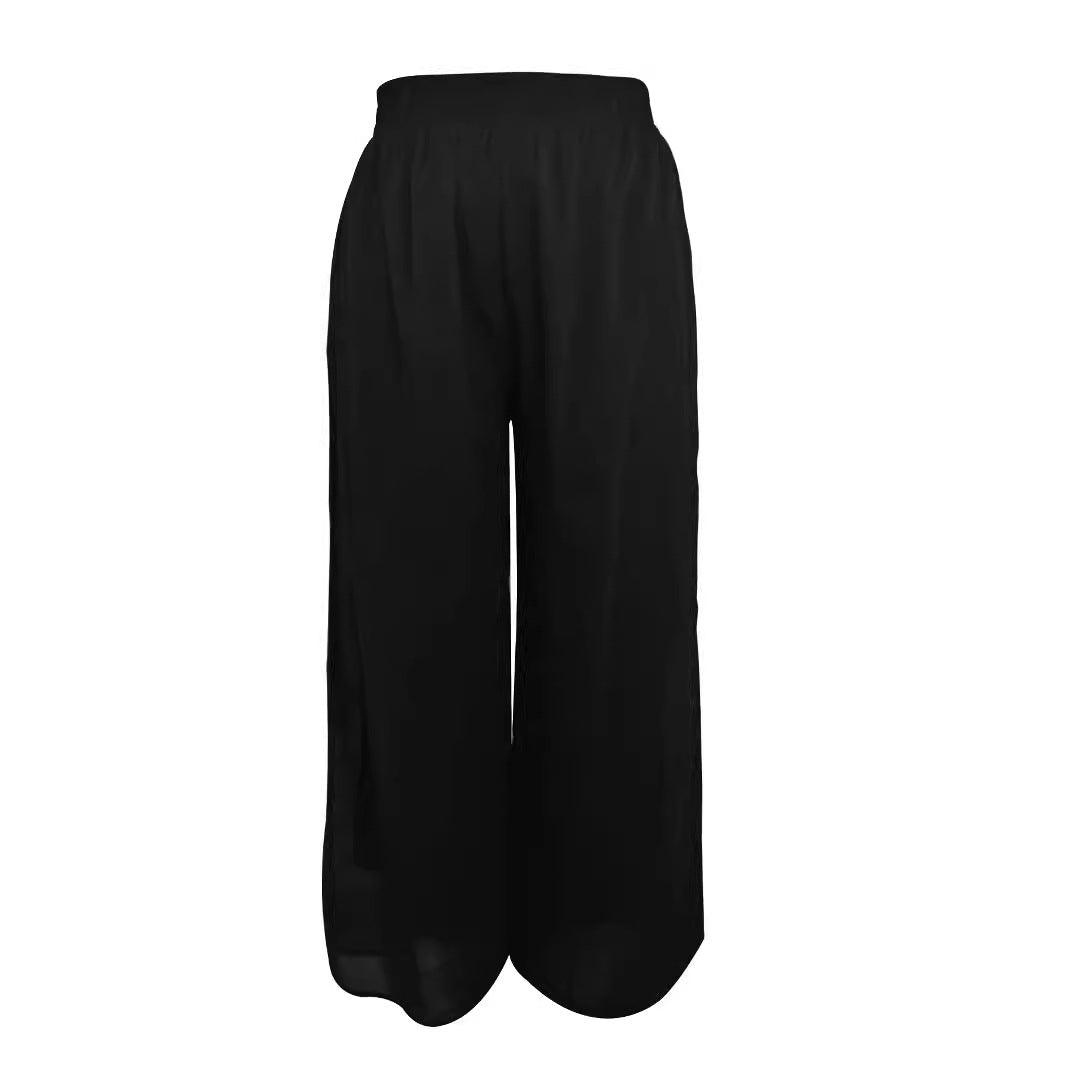 Casual Chiffon Wide-leg Pants A Trendy Loose-fitting Must-have Style For Laid-back Looks
