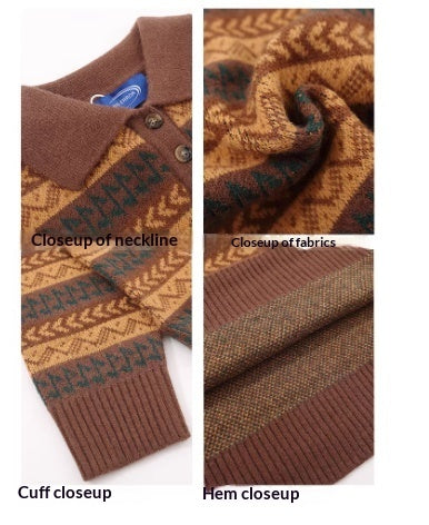American Retro Striped Sweater Wide Style