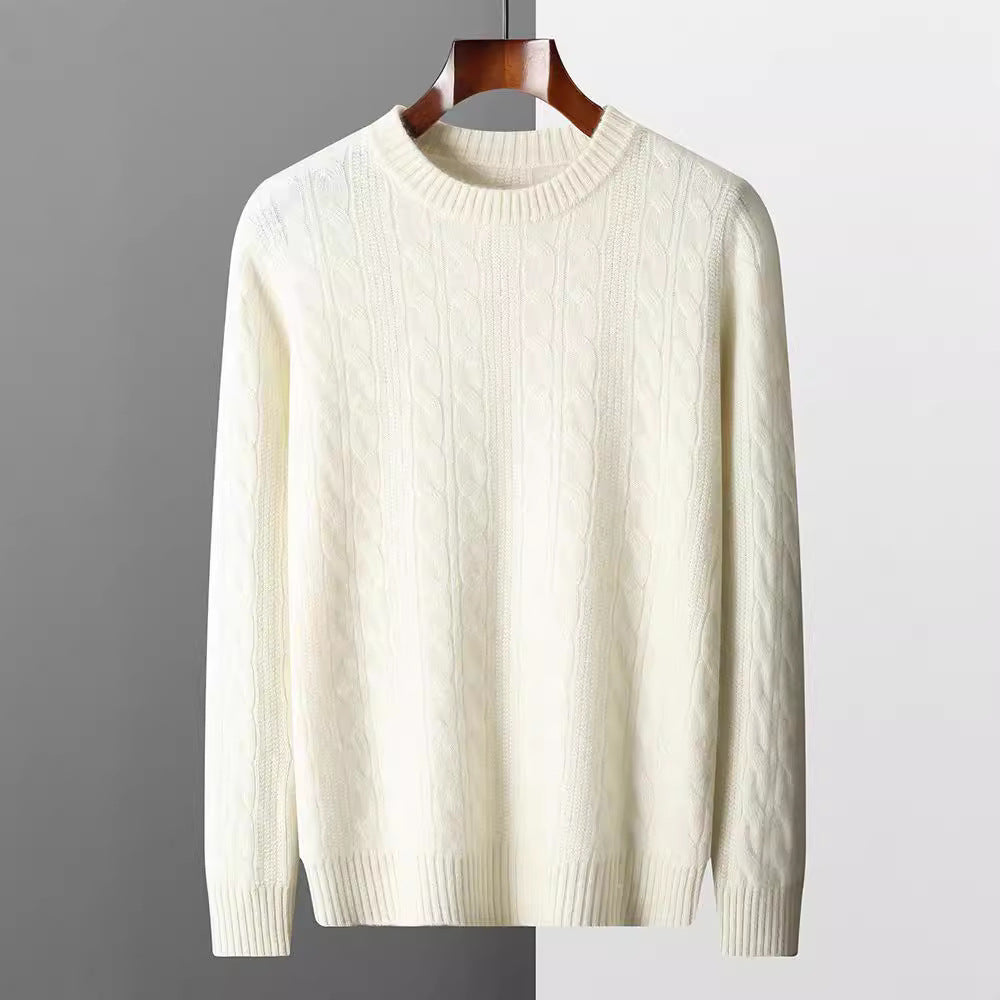 Rundhalset Kaschmirtrøje til Mænd Langærmet Pullover Klassisk
