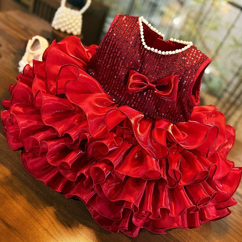 Light Luxury Western-style Birthday Princess Dress Performance Gown Wedding Flower Girl Dress