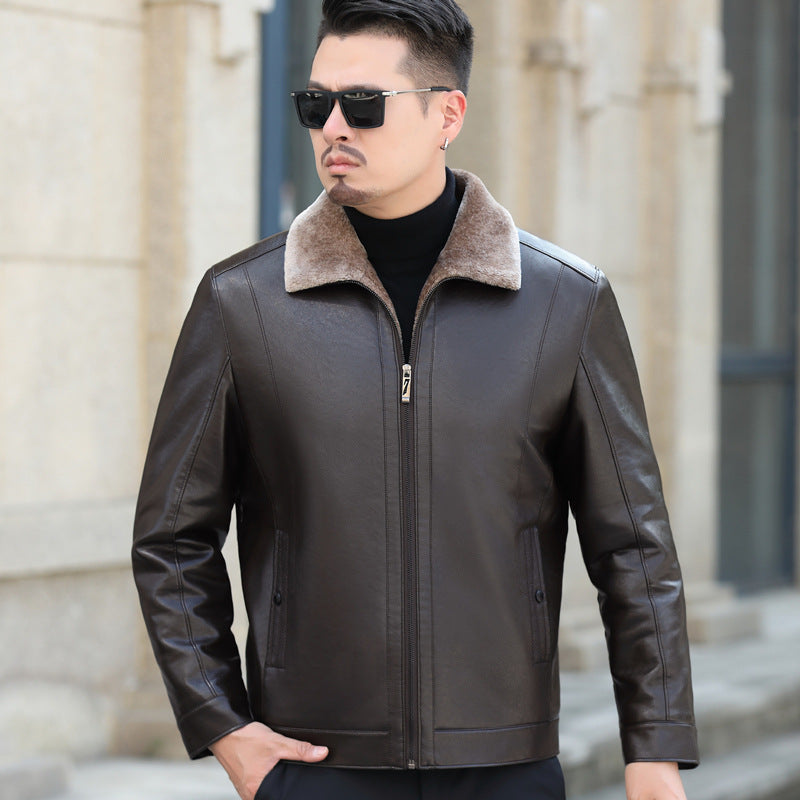 Men's Casual Loose Thick Leather Jacket