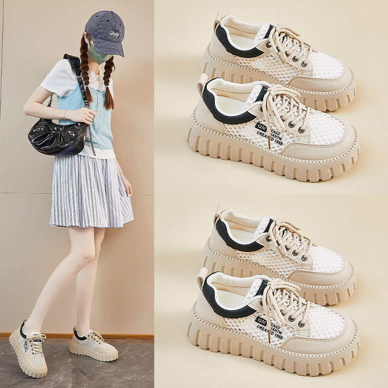 Womens Mesh Breathable Height-Boosting Sports Casual Shoes