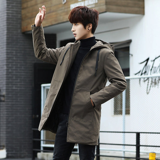 Mens Cotton-Padded Hooded Casual Jacket