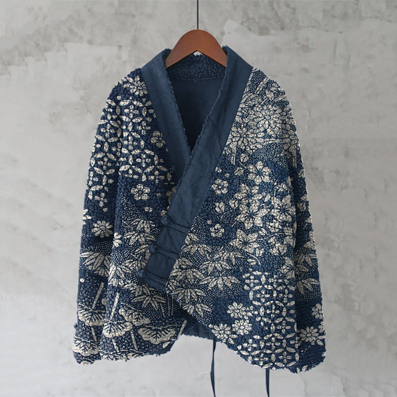 Womens Printed Kimono Cardigan Fleece Jacket Fashionable Womens Outerwear