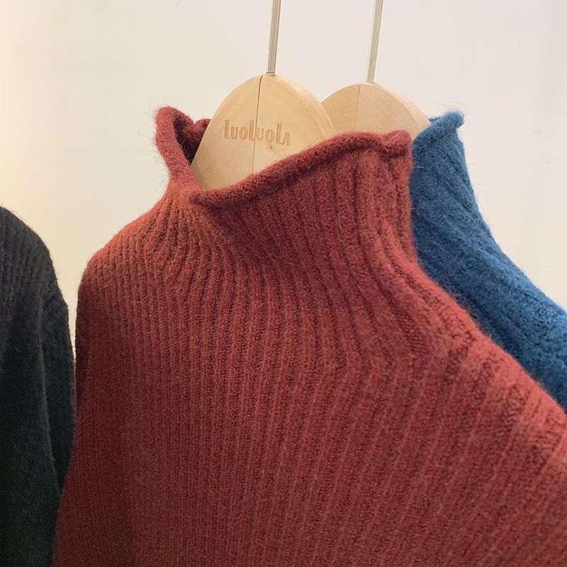 Half Collar Thickened All-matching Solid Color Bottoming Sweater