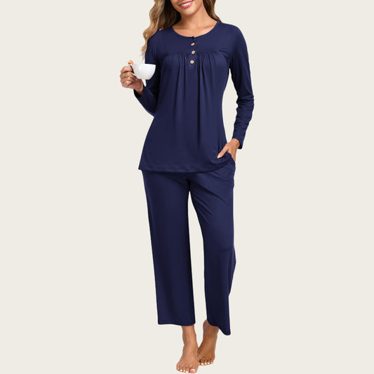 2-Piece Casual Christmas Pajama Set With Pockets