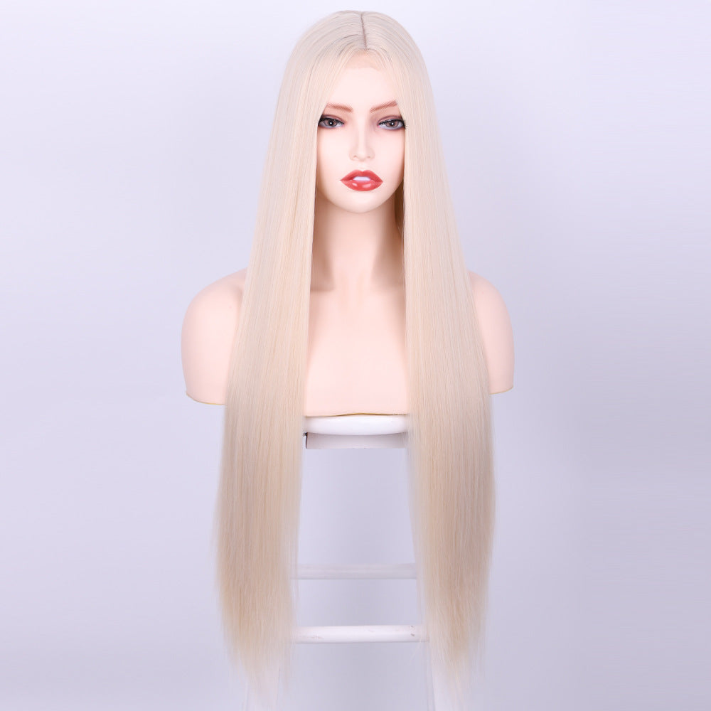 Front Lace Langt Glat Hår Kemisk Fiber Paryk
