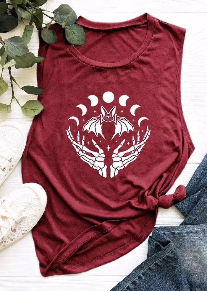 Sun And Moon Skull Hand New Sleeveless T-Shirt Vest