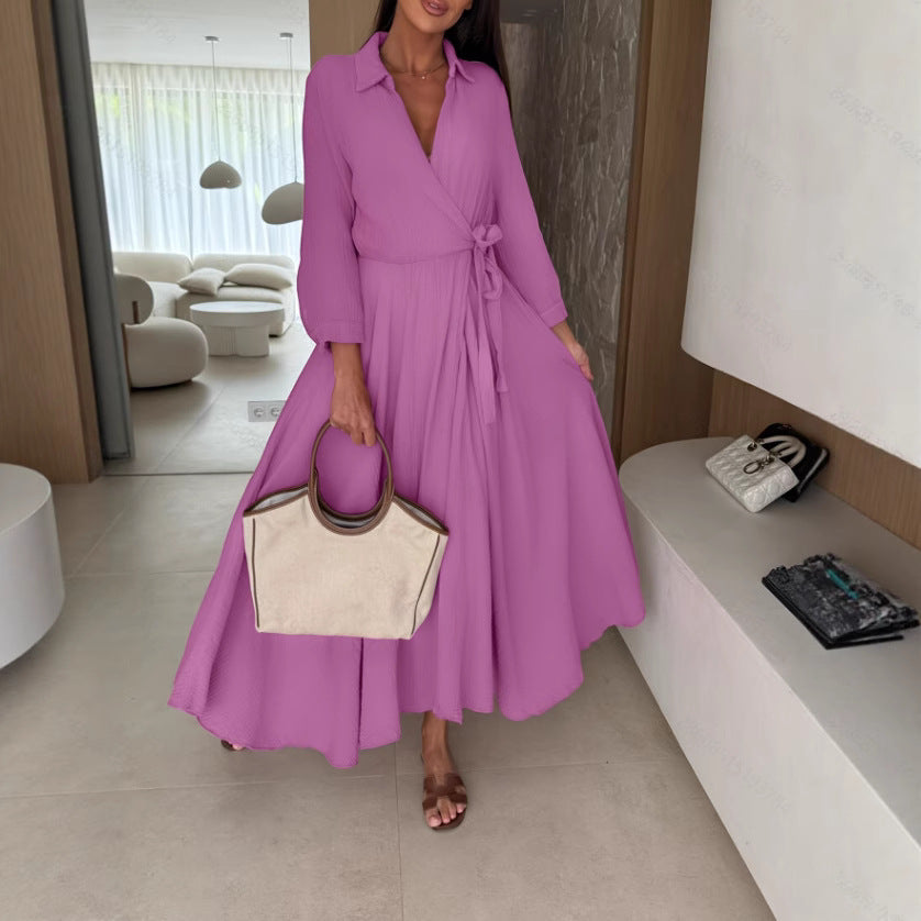 Womens Fashion Printed Long-Sleeve Dress