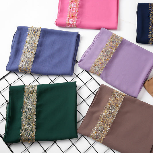 Fashion New Women's Pearl Lace Headscarf