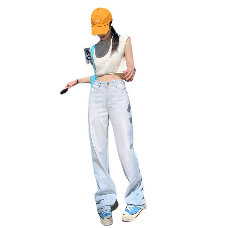 Women's High Waisted Loose Draped Wide Leg Jeans